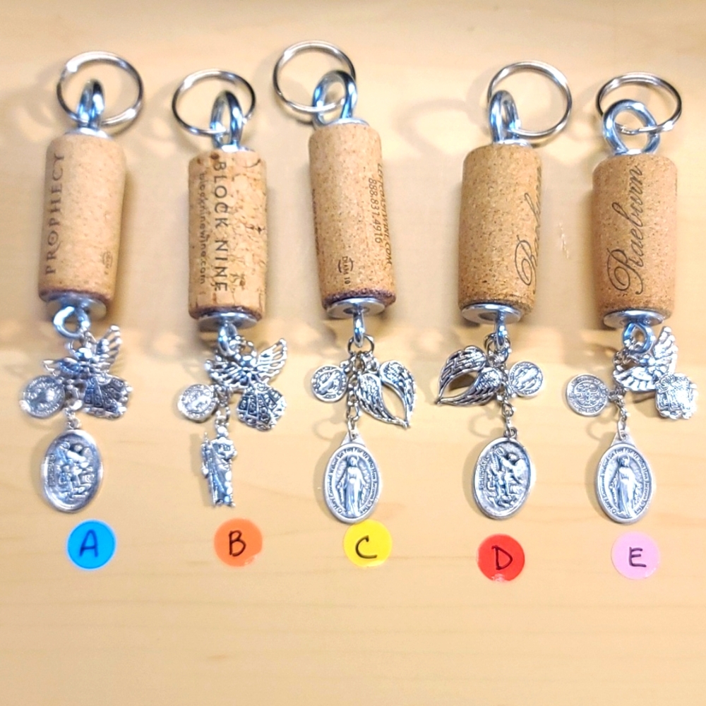 Religious 2 for 1 price - Wine Cork - Christian Key Chain - Purse Charm - Pick 2